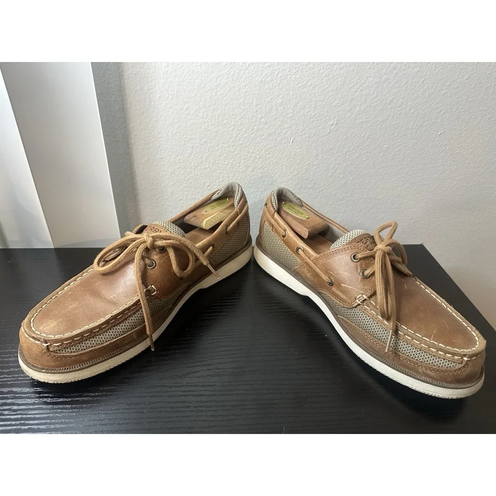 Sperry 2-Eye Top-Sider Boat Shoe Medium Brown Leather Men's Sz 9 W #STS22067